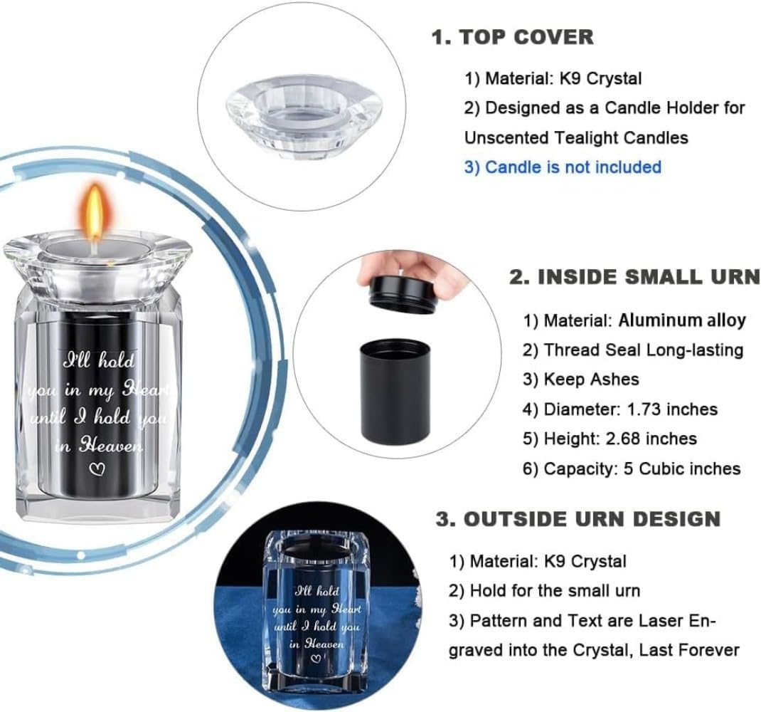 WOMB Personalized Small Dog Urns for Ashes,3D Crystal Photo Personalized,3D Crystal Photo,Personalized Candle,Custom Crystal Photo (A01,1PCS)