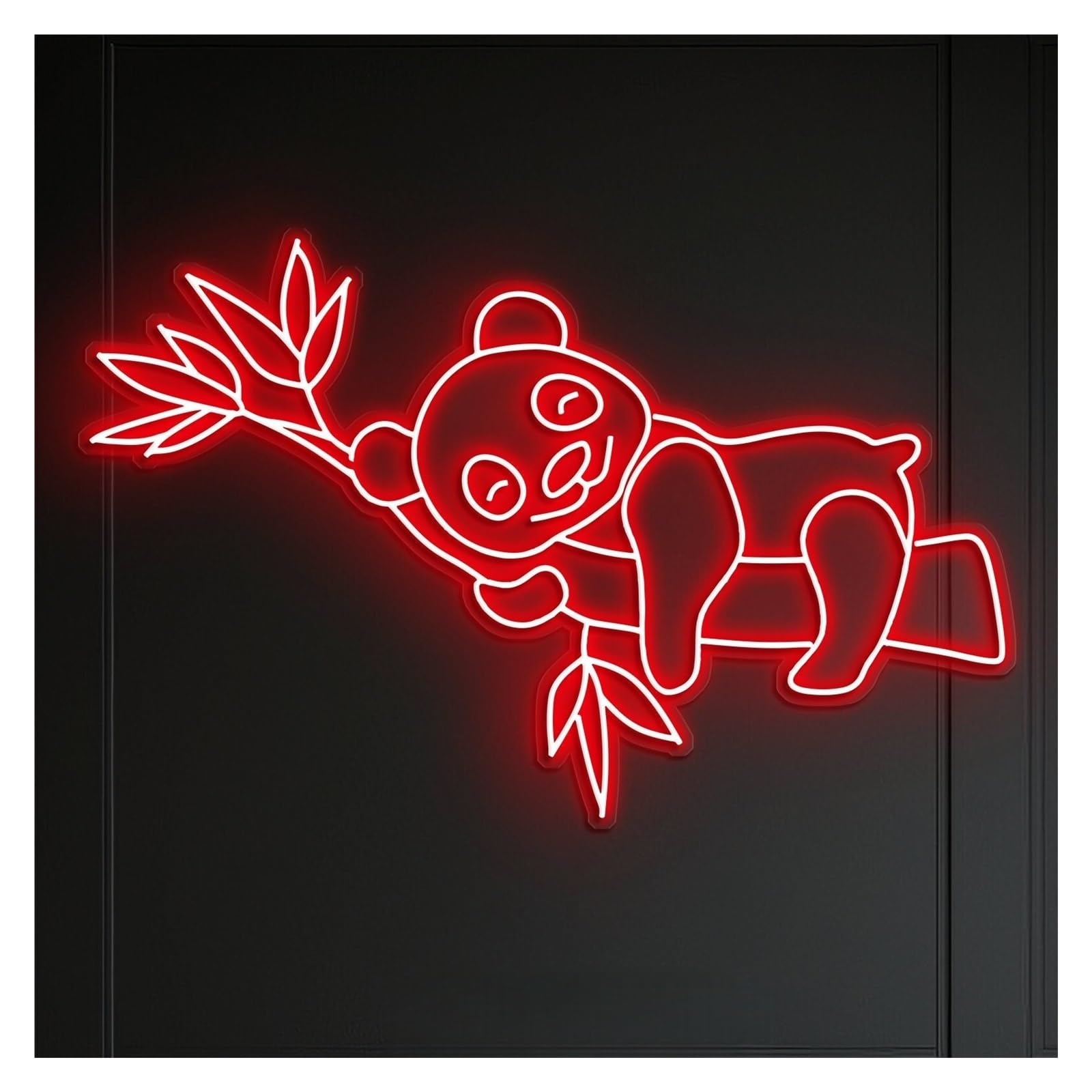 RONGCH Hanging Art Neon Signs Panda On Bamboo Branch Neon Sign, Suitable for Home Decor with Brightness Adjustable 58cm(C)