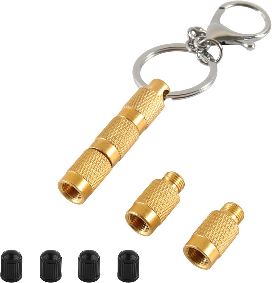IHOTDER 4-in-1 Bleeder Tire Deflators Offroad Accessories with Key Chain,Portable Universal Purpose Air Down Tire Deflators,Brass Manufactured Auto Tire Tools for Cars,Trucks,SUVs