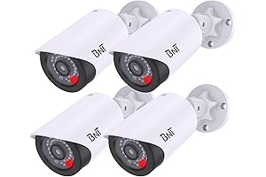 BNT Dummy Fake Security Camera with LED Light, Indoor/Outdoor Security Deterrent, Pack of 4,