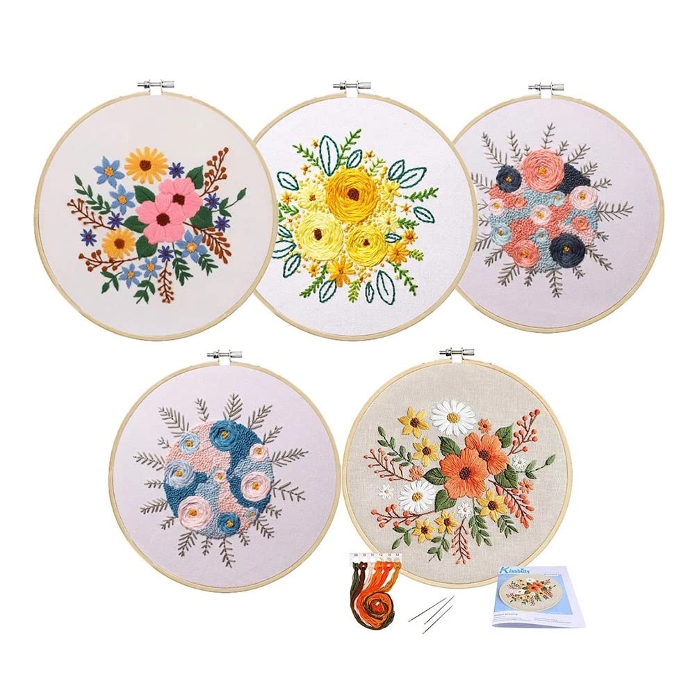 Soporte para bastidor de bordado DIY, kit de punto de cruz, manualidades, flores, plantas, juego de patrones, herramientas, kit de inicio estampado, manualidades para principiantes, decoración de