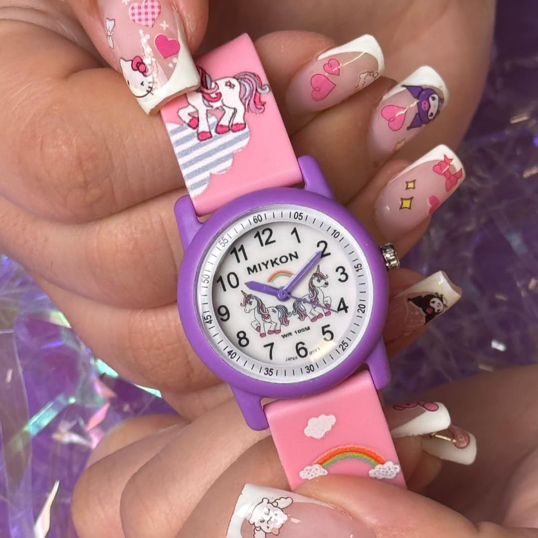 Miykon Orologio per bambini per ragazzi e ragazze, regalo educativo per bambini dai 3 ai 15 anni, bambini in età prescolare e bambini in età scolare, orologio analogico facile da leggere, cinturino in