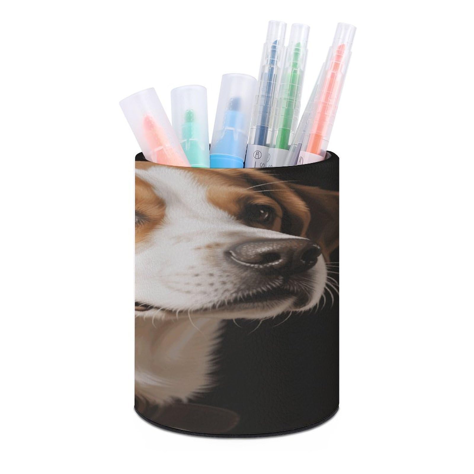 VstaDank - Round Dog Pencil Holder Pencil Holder PU Leather Desk Organizer Holder for Desk Office Home Desk Decor
