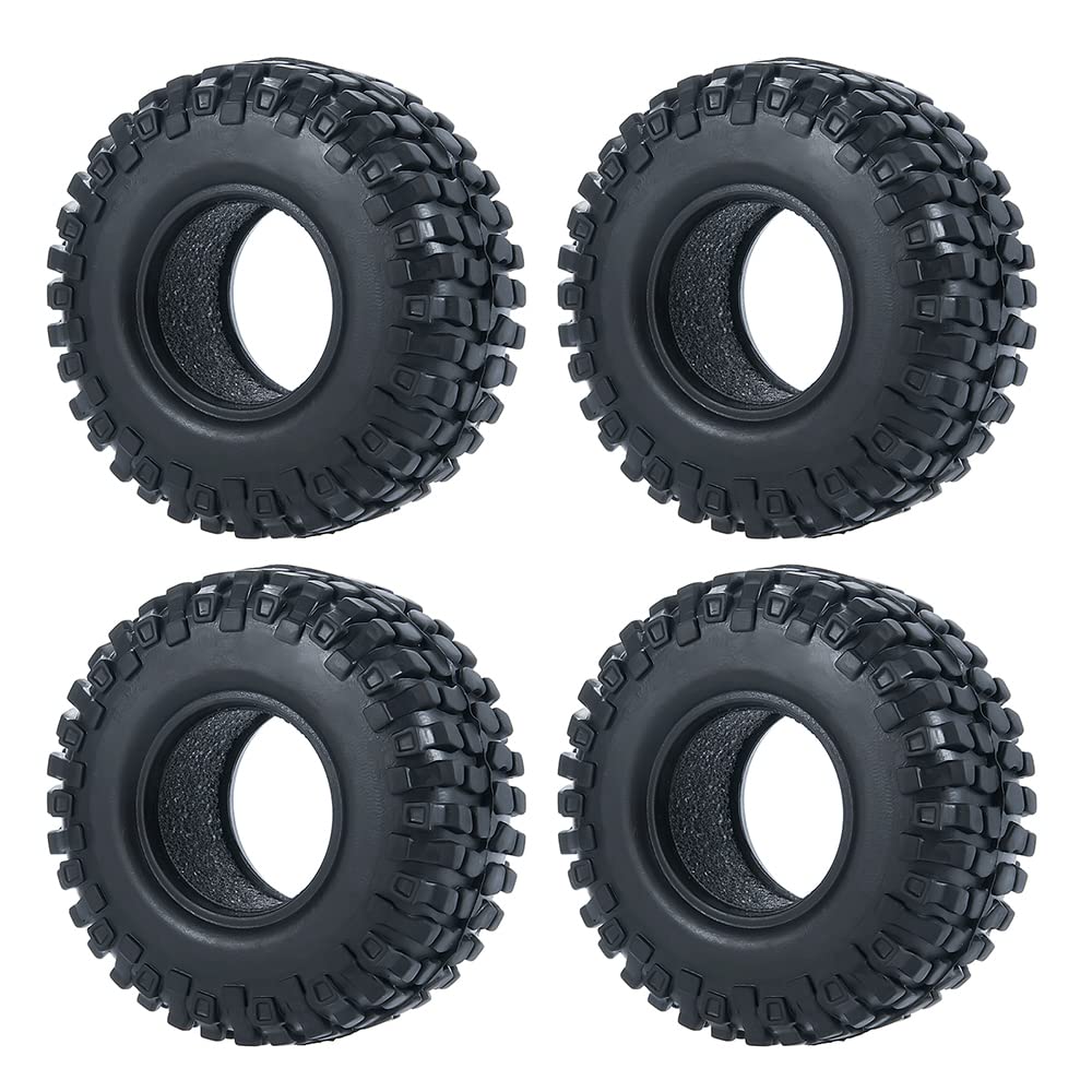RCLions 4pcs 1/24 RC Beadlock Wheels & Tires - 54mm Tires For Axial SCX24 Deadbolt & Micro Crawler Upgrades