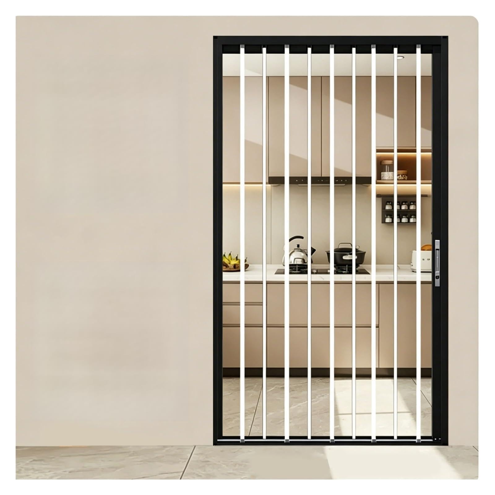 Tyzlup Black Accordion Room Divider Door With Transparent Panel For Home, Folding Interior Privacy Doors For Kitchen Bathroom Closet, No-Drilling(,110X200cm(43X79in))