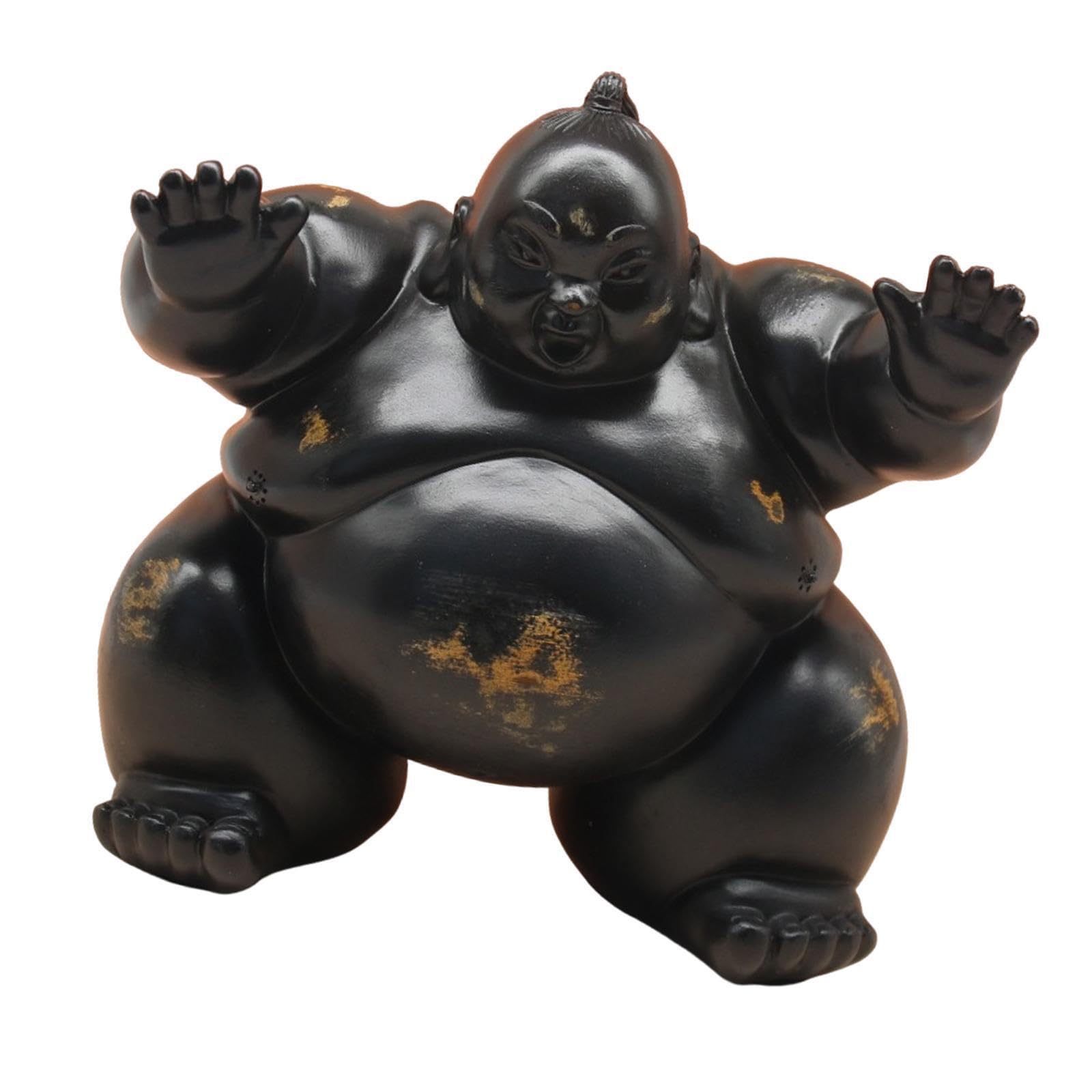 Zanthicia Detailed Sumo Wrestling Sculpture Japanese Style Sumo Sculpture Decorative Ornament Wrestler Figurine Statue Wrestling Home Decor Figurine, Black, 24x16x23.5cm