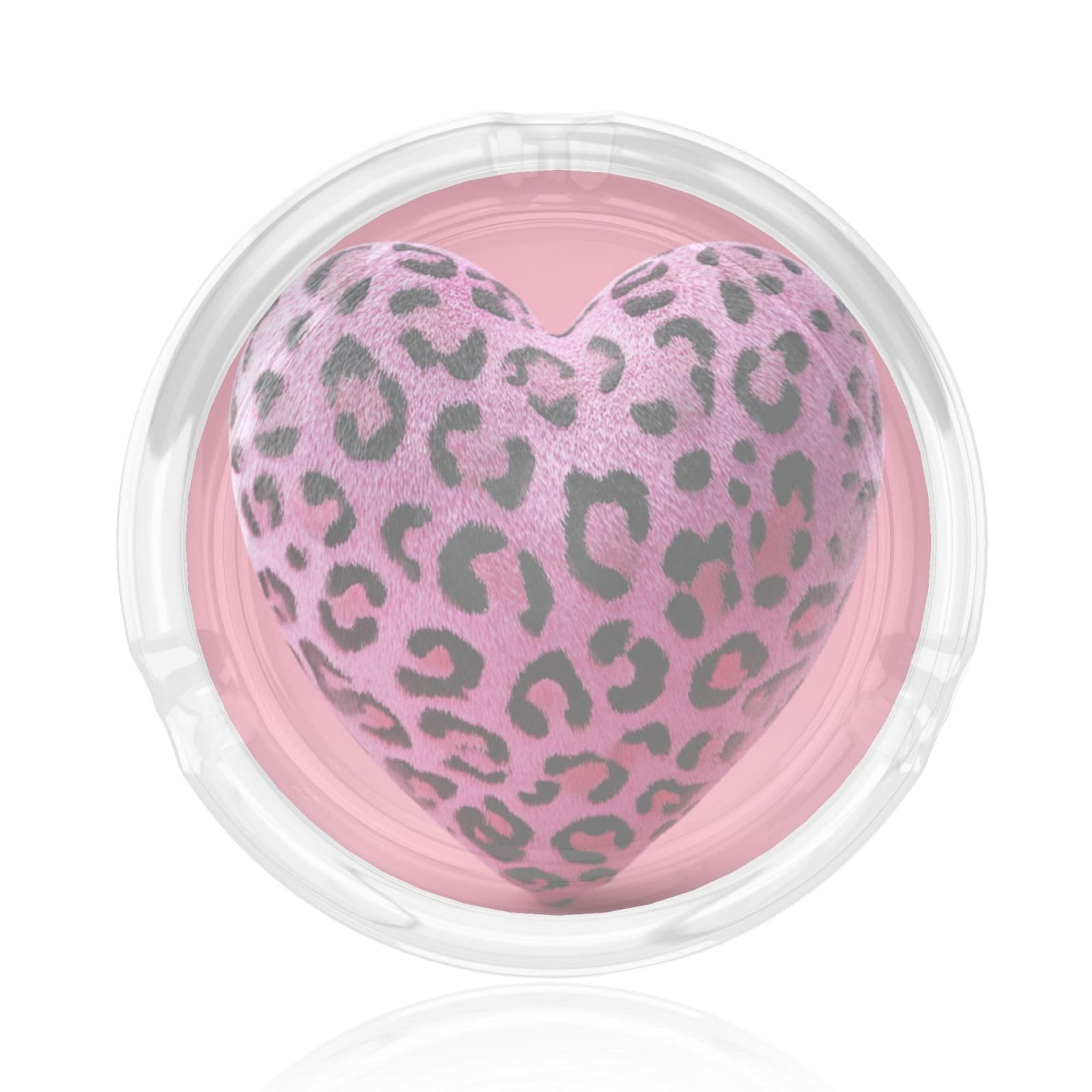 Pink Leopard-Print 3d Heart Glass Ashtray For Cigarettes Ash Trays Case For Home Office Decor