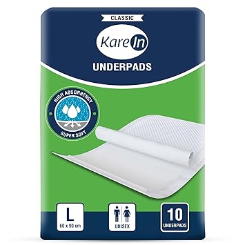 KareIn Classic Underpads, Large, 60 x 90 Cm, 10 Count, Superior Absorbency, Leak Proof, Pack of 1 - image, photos
