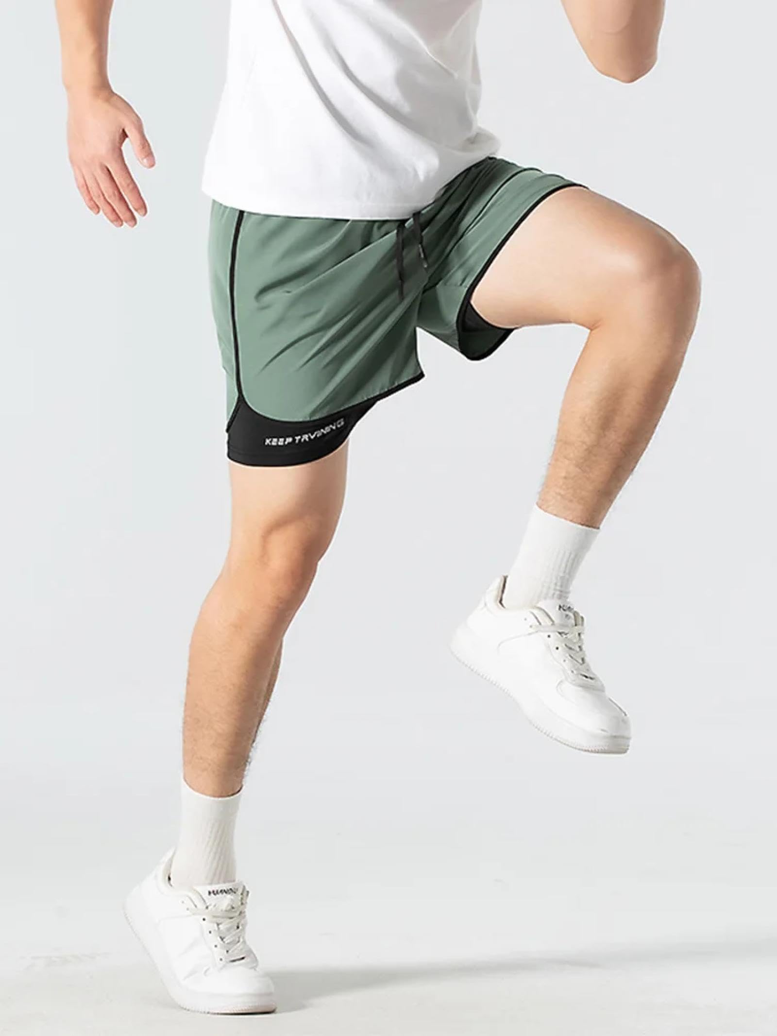 Pantaloncini Uomo Shorts Sportivi Tasche Pantaloncini Uomo Dry Sports L(30) Verde Militare
