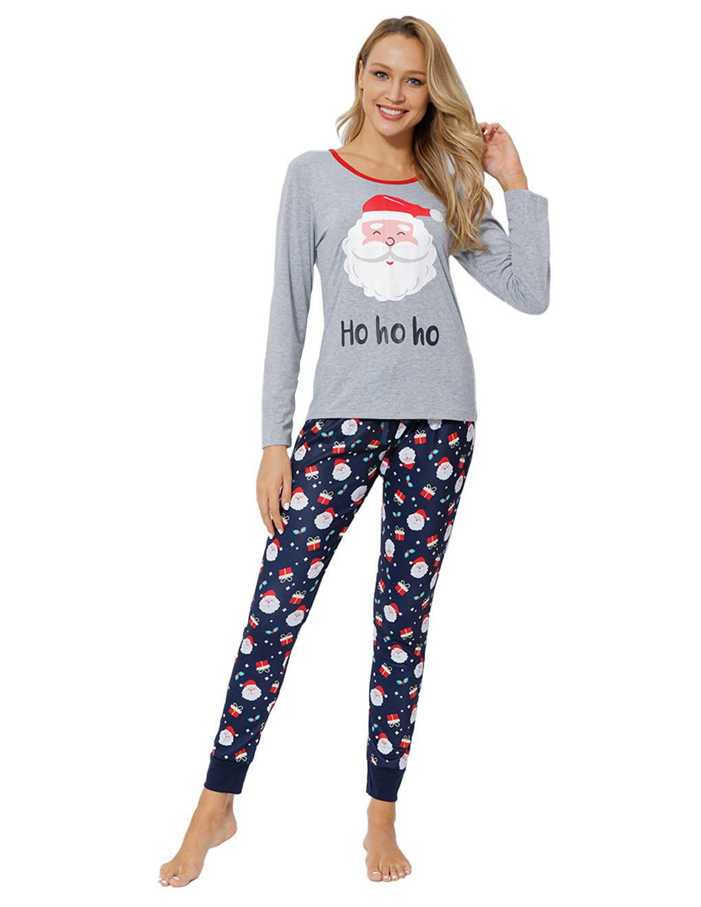 MyFav Family Matching Christmas Pyjamas Set Xmas Pjs Sleepwear Long Sleeve Nightwear for Womens Mens Girls Boys Kids