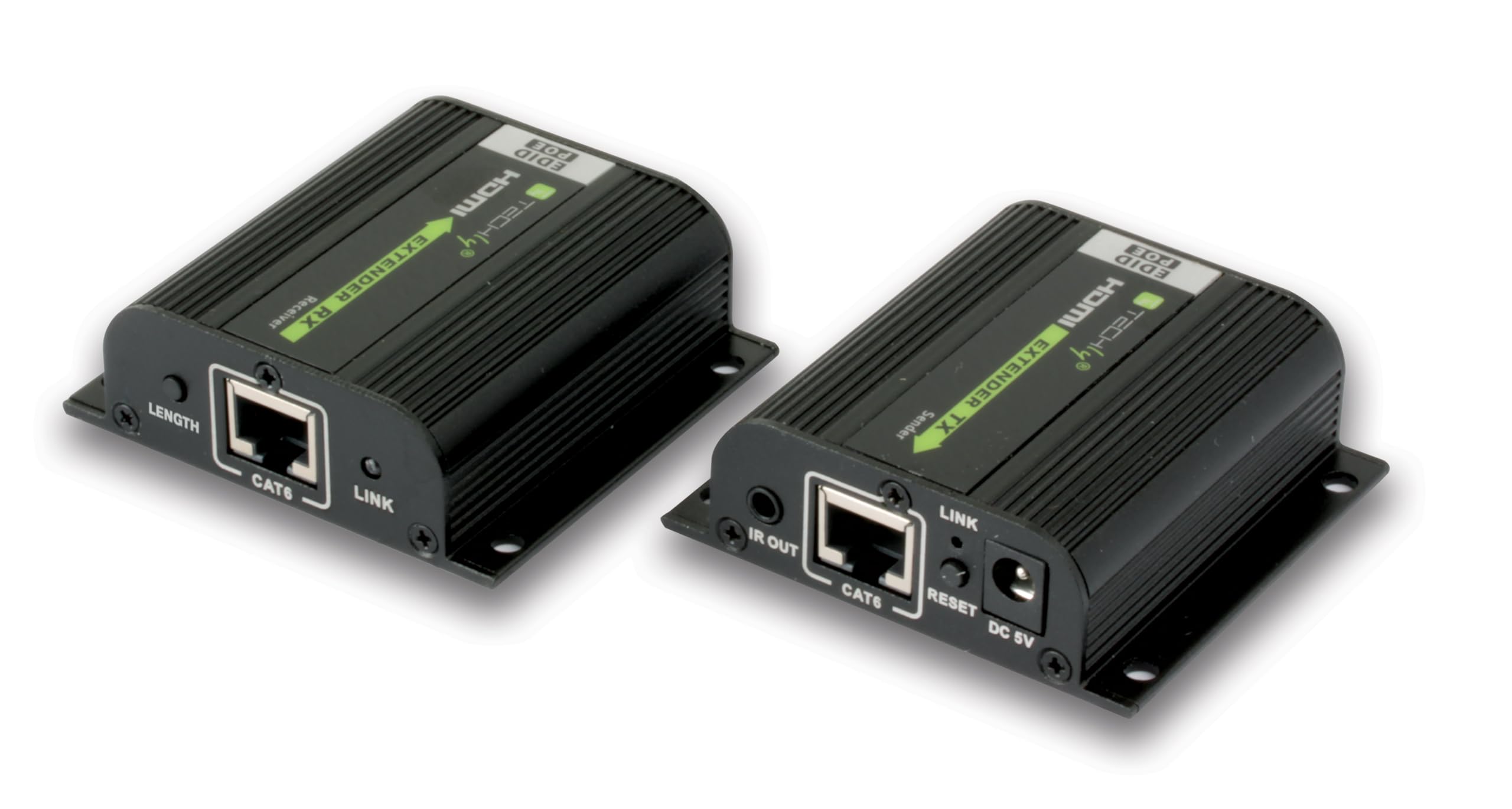 Techly 100709 Amplificatore Extender HDMI Full HD 3D Poe su Cavo Cat.6/6A/7 40m con EDID ed IR Nero