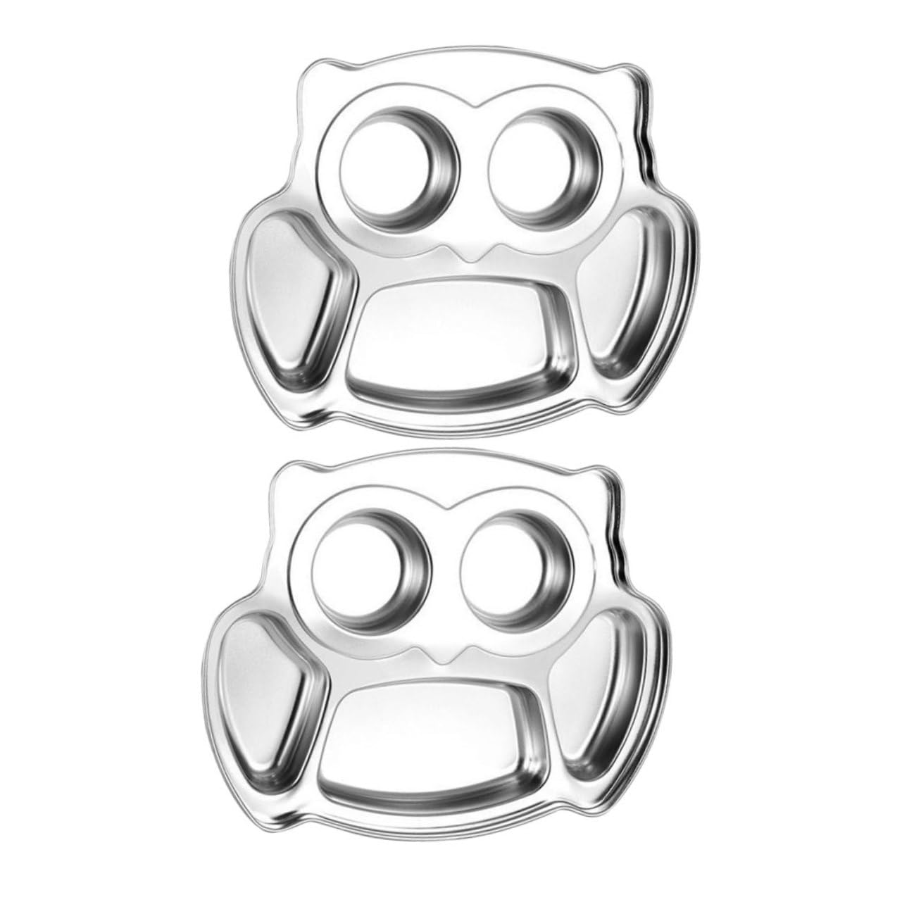 STOBAZA Owl Kids Dinner Plate Set Stainless Steel Food Serving Plate Bowl for Toddlers
