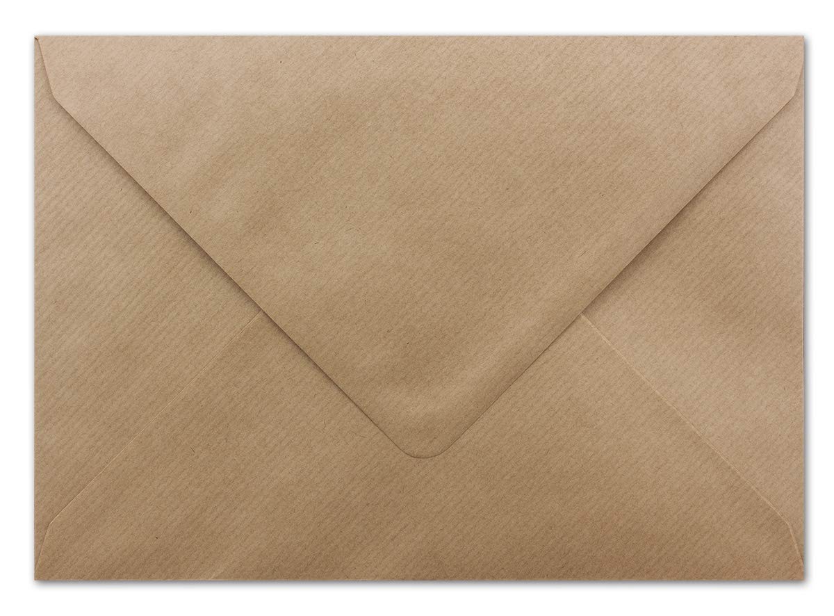 200 DIN C5 Briefumschläge Kraftpapier gerippt - 16,2 x 22,9 cm - 100 g/m² - Spitze Klappe mit Nassklebung Umschläge ohne Fenster - Glüxx-Agent