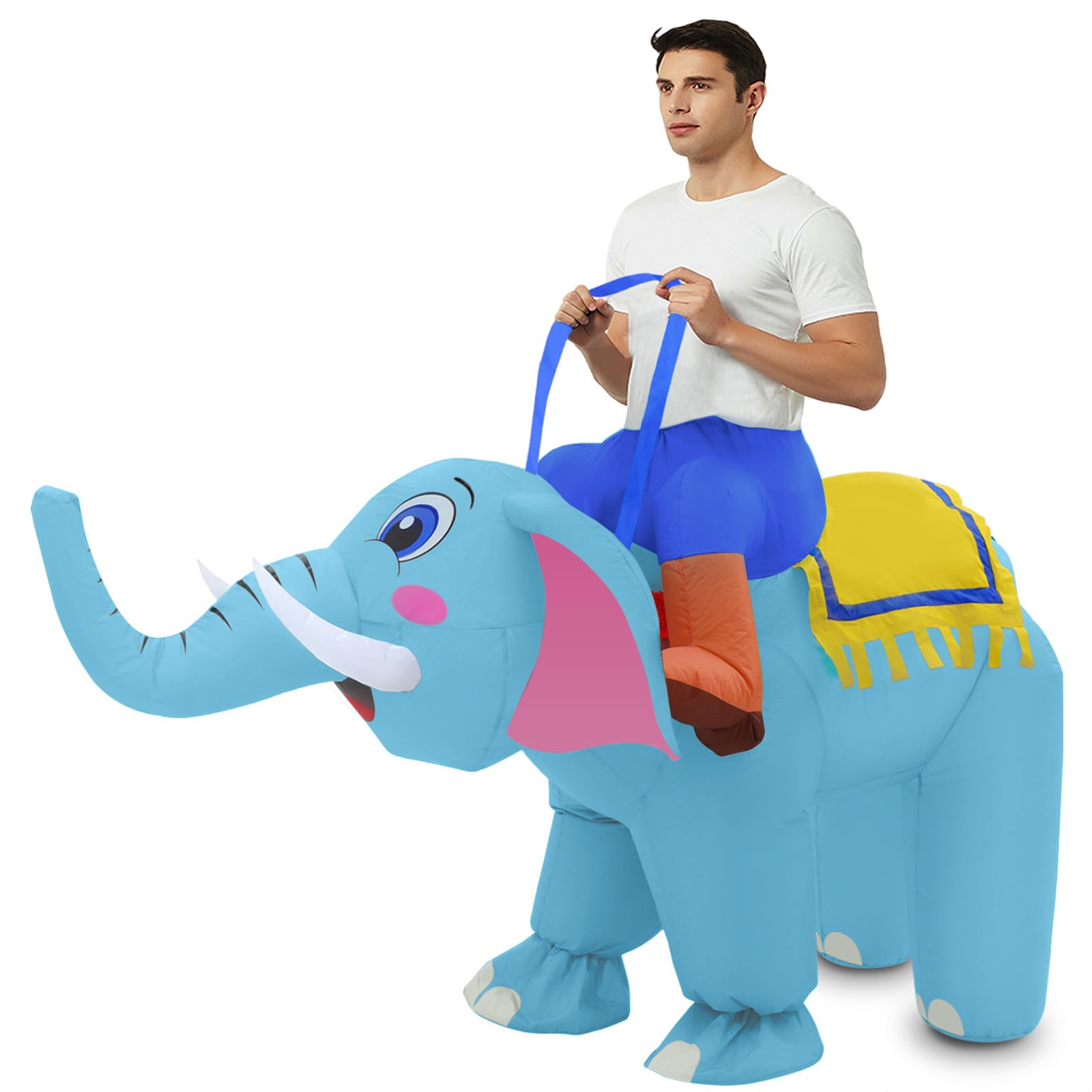 Anroong Inflatable Elephant Costume for Adult Halloween Blow Up Ride on Elephant Animals Suit Cosplay Party