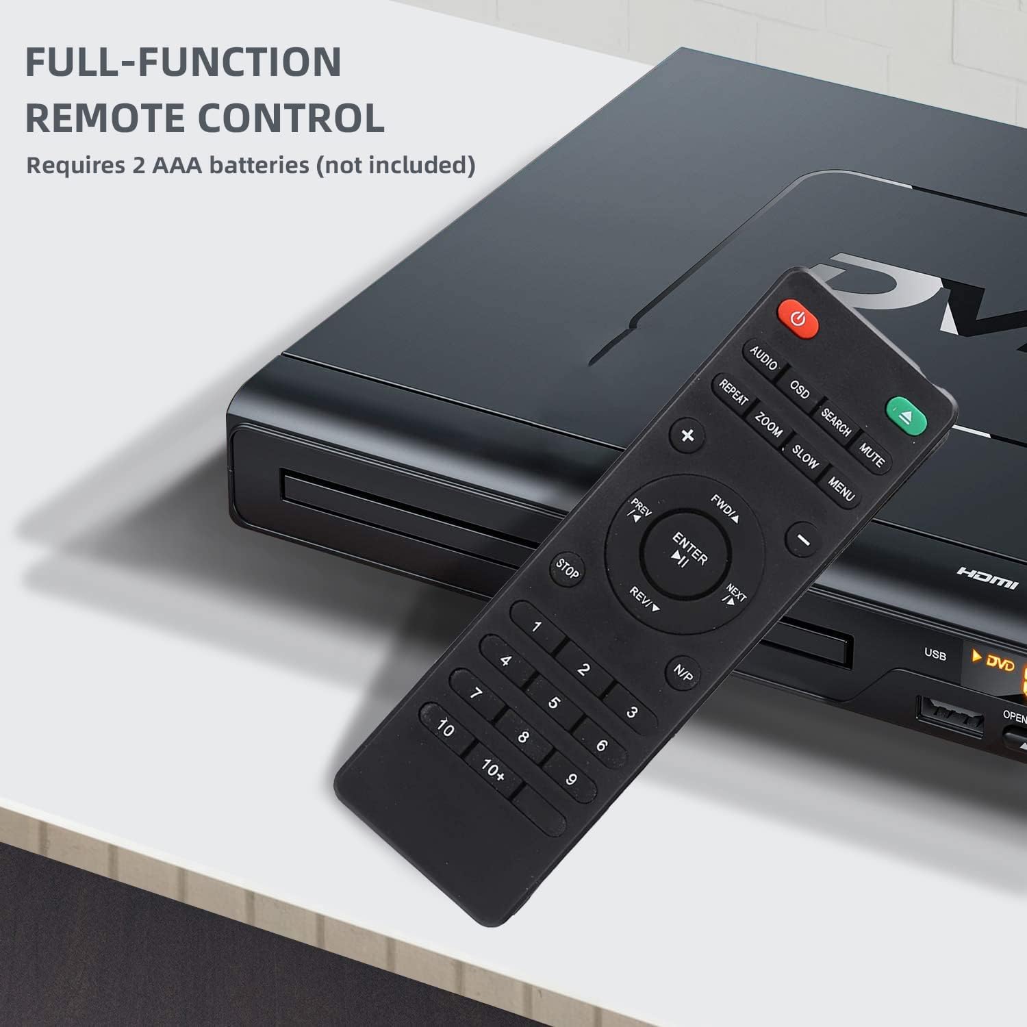 Angju DVD Player, CD Players for Home, DVD Players for TV, RCA Cable Included, Up-Convert to HD 1080p, Multi Region, Breakpoint Memory, Built-in PAL/NTSC, USB 2.0