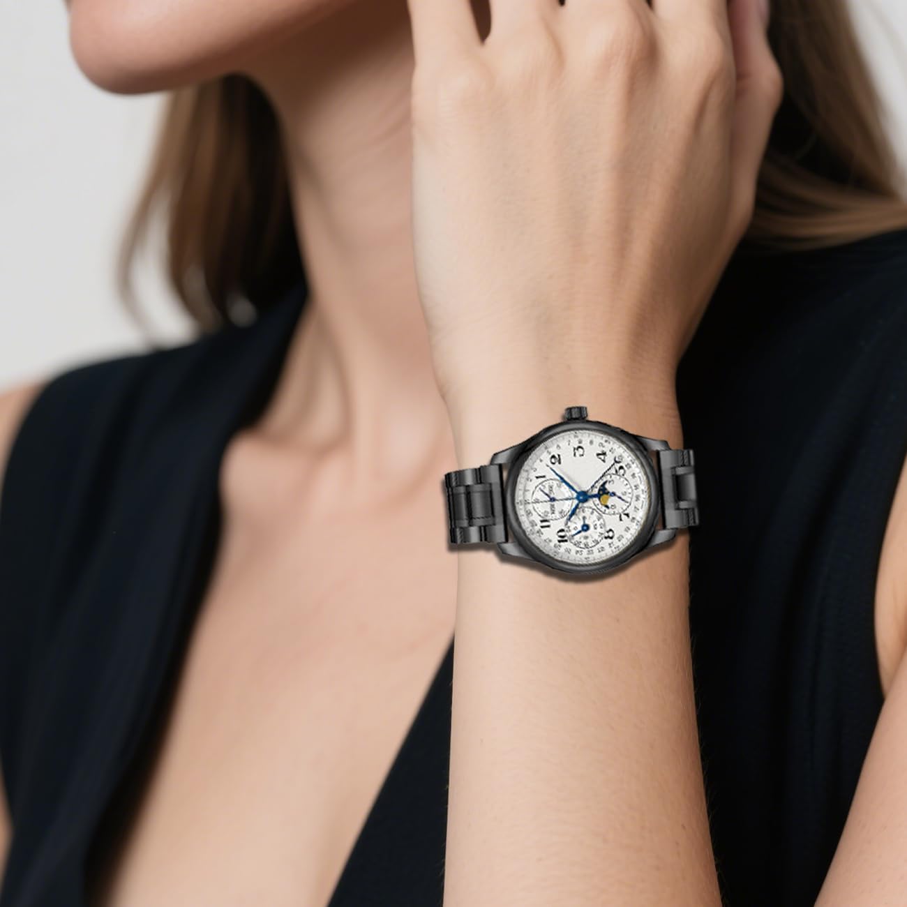 Bracelet de montre universel en métal qui s'adapte à la plupart des transitions, bracelet de rechange classique en acier inoxydable à dégagement rapide de 21 mm avec extrémités incurvées