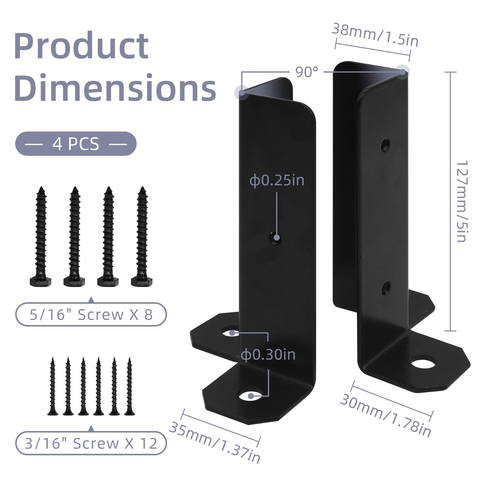 Snapklik.com : 4Pcs Adjustable Post Base Bracket Fit 1.5x1.5, 2x2, 2x4 ...