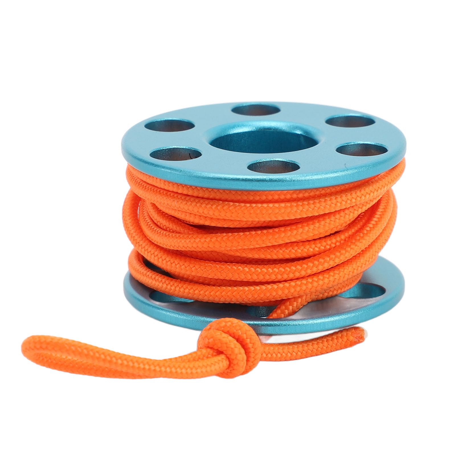 Diving Mini Finger Reel Pendant, Finger Spool Reel, Aluminum Alloy Scuba Diving Finger Reel, Glow in The Dark Nylon Guide Line, for Underwater Cave Diving (Blue)