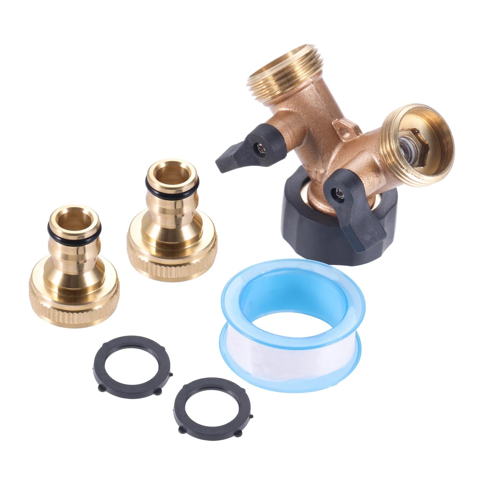 Arredamento per la casa Distributore a 2 vie per tubo da giardino in ottone massiccio Connettore per rubinetto 3/4 "1/2" Sdoppiatore a Y adatto per sistemi di irrigazione Camper Barche Fattorie