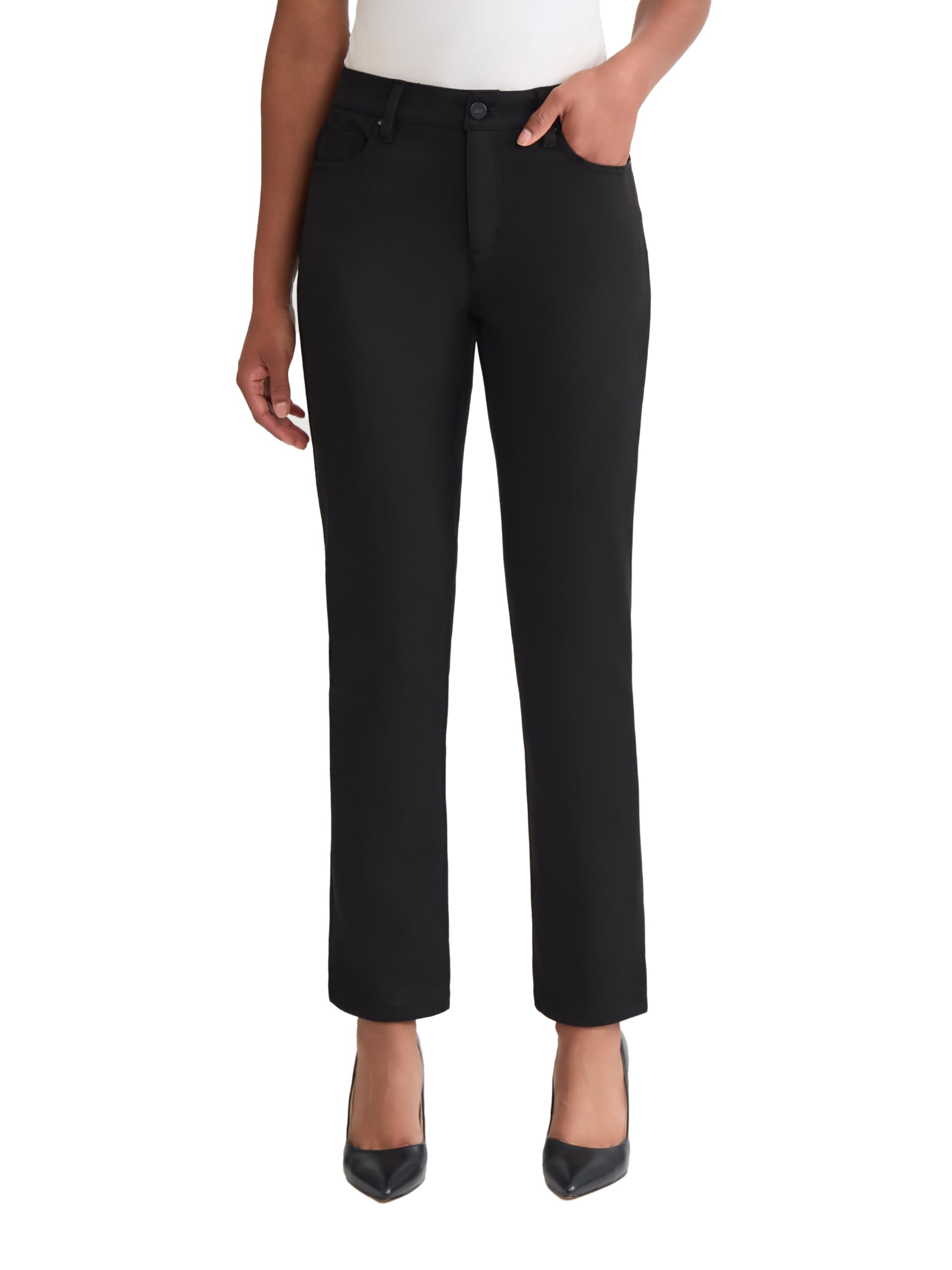 Jones New York Womens Lexington Straight-Leg Faux Suede Jeans