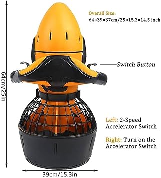 Underwater Scooter,Underwater Thruster Set,Water Scooter for Adults&kids,Underwater Scooter for Sea&pool, Diving Snorkeling Sea Scooter,for Diving Enthusiasts,Orange