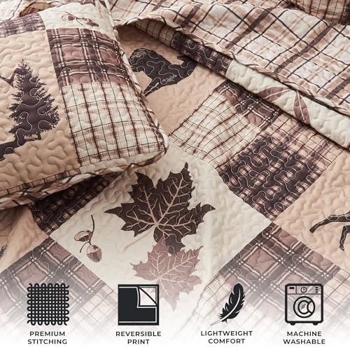 Great-Bay-Home-Lodge-Bedspread-FullQueen-Size-Quilt-with-2-Shams-Cabin-3-Piece-Reversible-All-Season-Quilt-Set-Rustic-Quilt-Coverlet-Bed-Set-Redwood-Collection Great Bay Home Lodge Bedspread FullQueen Size Quilt with 2 Shams Cabin 3 Piece Reversible All Season Quilt Set Rustic Quilt Coverlet Bed Set Redwood Collection