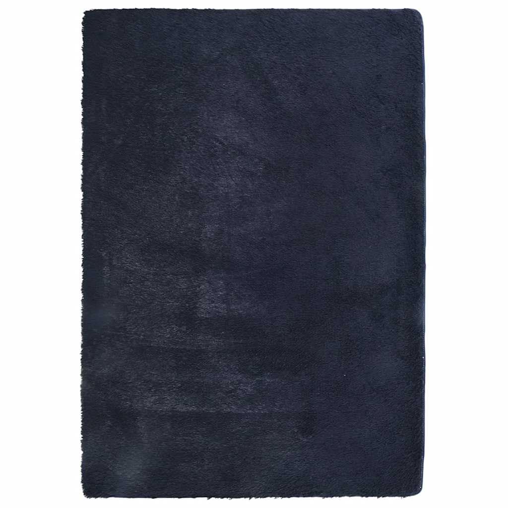 Tapis shaggy doux et moelleux bleu marine avec envers antidérapant sécurisé