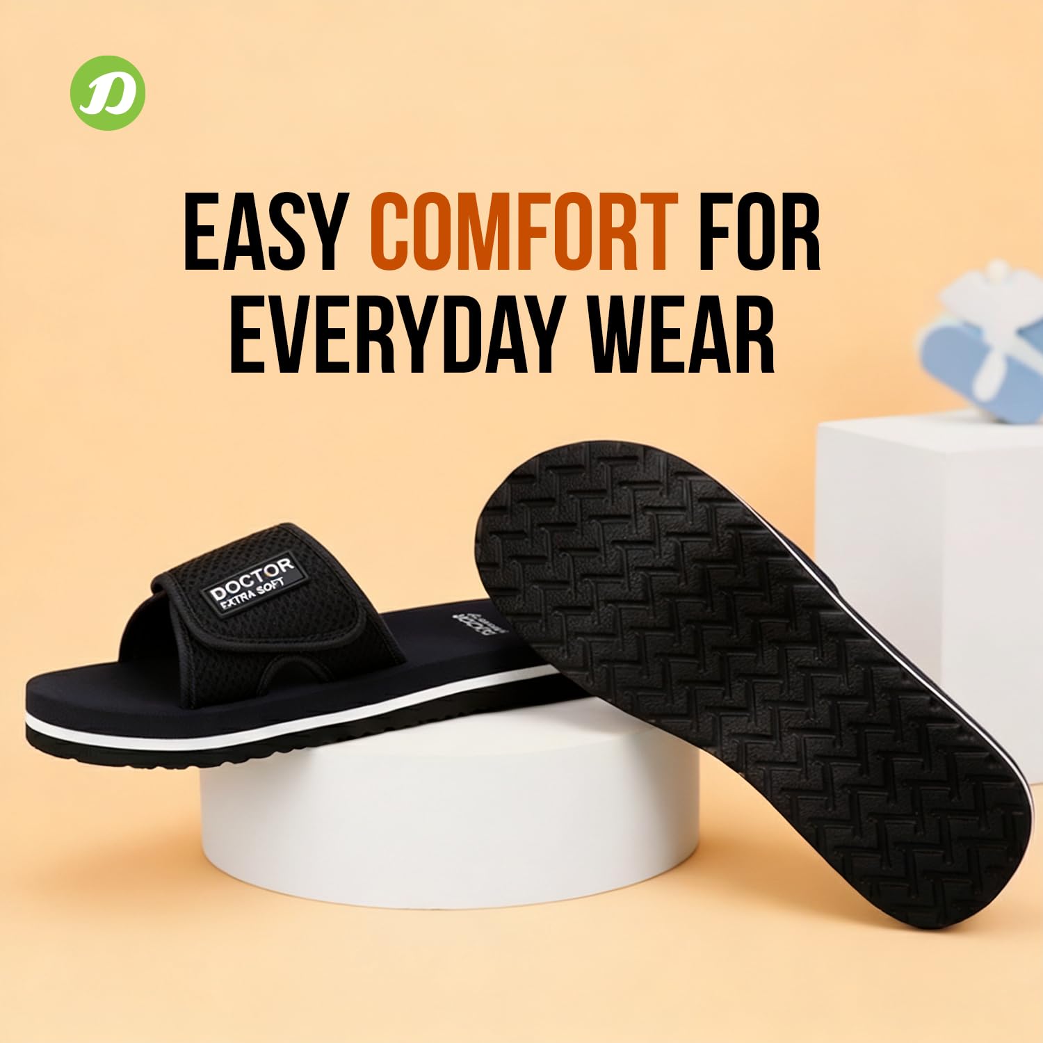 DOCTOR EXTRA SOFT Care Orthopedic and Diabetic Comfortable Slipper for Men D-25-BLACK-11 UK 1