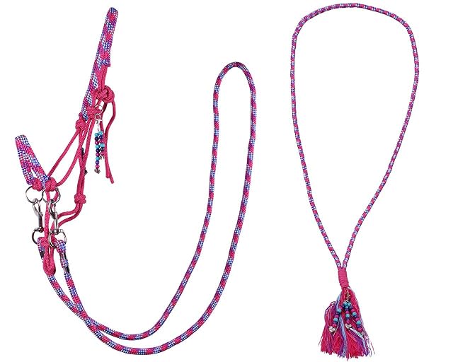 QHP Cabezada de Cuerda + riendas + Correa para el Cuello Liberty