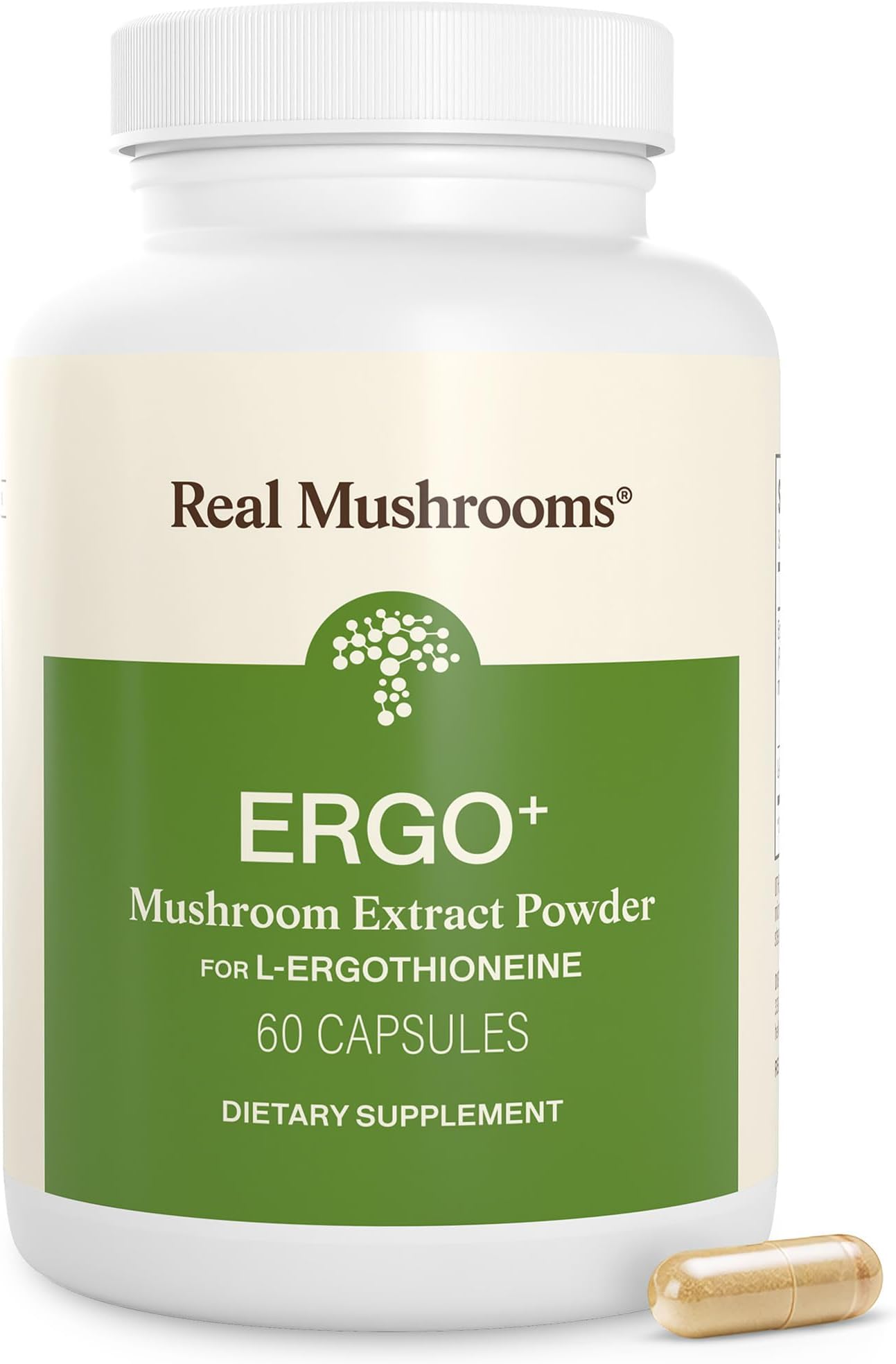 - Real Mushrooms Ergothioneine Supplement – Golden Oyster Mushroom with Beta-Glucans – L-Ergothienine Extract Poweder – Organic, Vegan, Non-GMO, No Fillers – 60 Capsules Mushroom Supplement for Humans