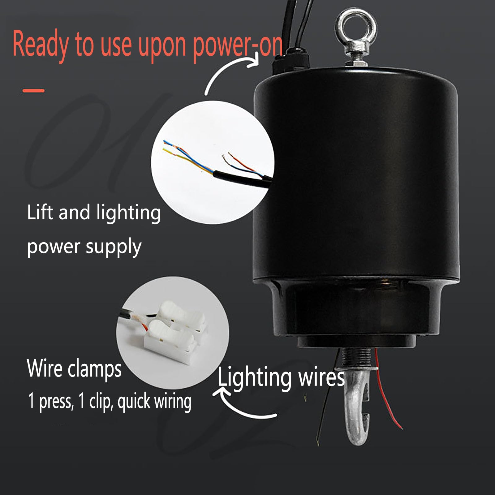 MObyat Paranco Elettrico per Lampadari da 20 W, Sollevatore per Lampadari con Telecomando, Altezza Adattiva ≤15 M, Portata ≦10 kg, Gancio Robusto, Facile da Installare, per Officine, Magazzini