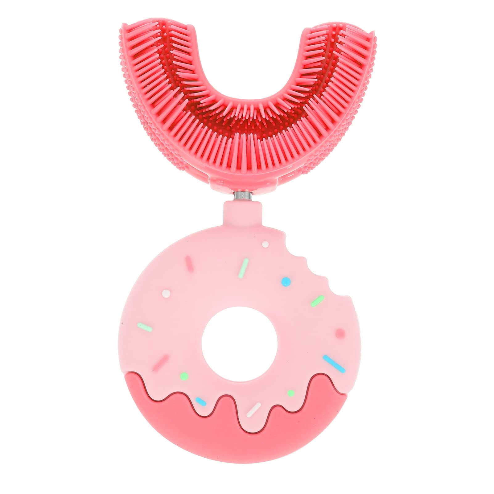 Healifty Kids U Shaped Toothbrush with Donut Handle Whitening Toothbrush Whole Mouth 360° Oral Teeth Cleaner for Toddlers Children Pink