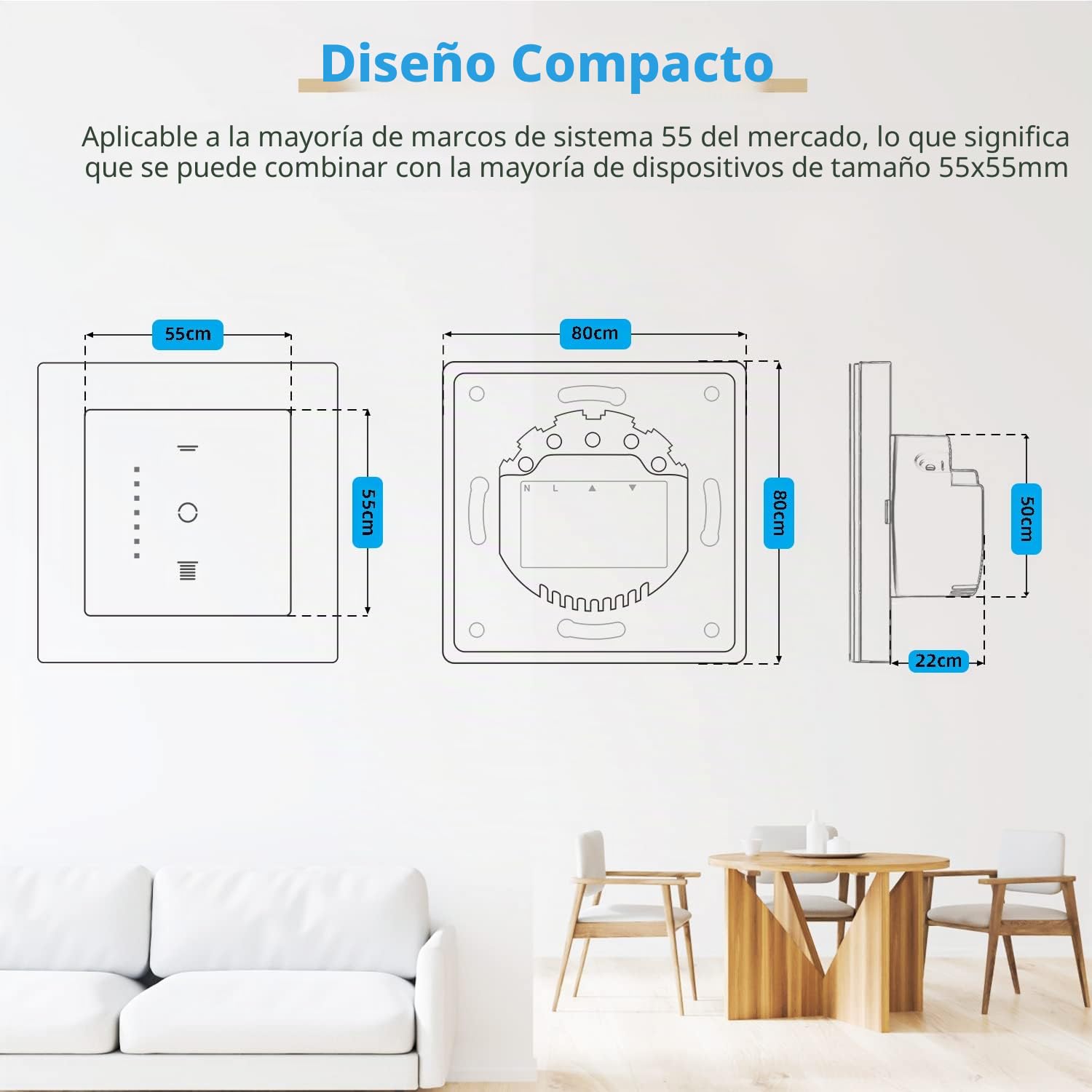 Interruptor de persiana de wifi, Interruptor de persiana con LED controlable, temporizador inteligente para persianas, control de persiana compatible con Echo Alexa/Google, 2 piezas