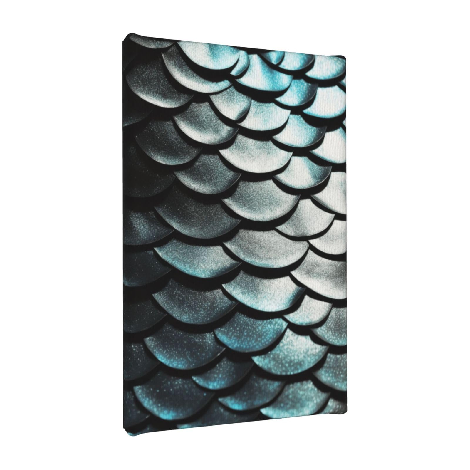 YKLJG Silver fish scale Printed Wall Art Canvas Painting 20x30 CM Wooden Framed Picture Painting Artwork Prints for Bedroom Kitchen Home Office Decor