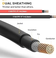 Vista 3 de BougeRV Cable de extensión solar de 20 pies 10AWG con conector hembra y macho con par adicional de conectores, kit de herramienta adaptadora