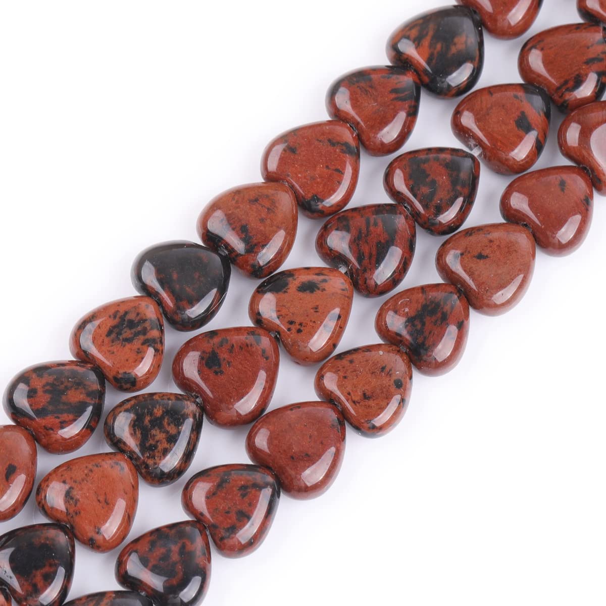 GEM-Inside 10mm Heart Charms Natural Coffee Brown Gold Swan Jasper Gemstone Stone Beads for Jewelry Making Full 15" Strand Power Energy Healing Chakra Stone Beads