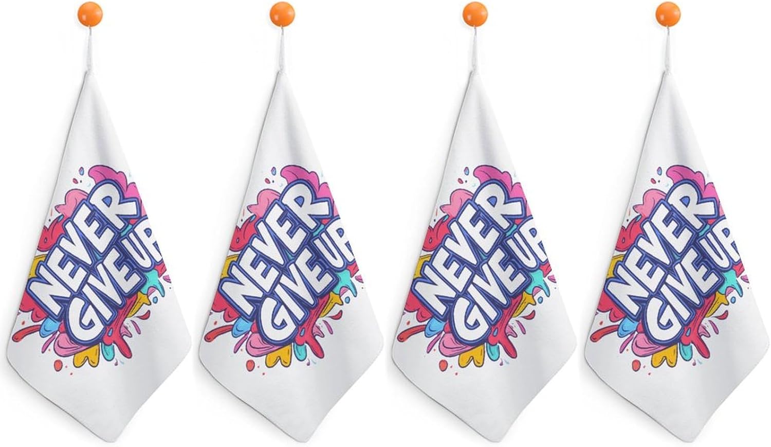 Never Ever Give Up Towel Hand Towels Decorative Towel for Bathroom Kitchen Shower Gym 4PCS