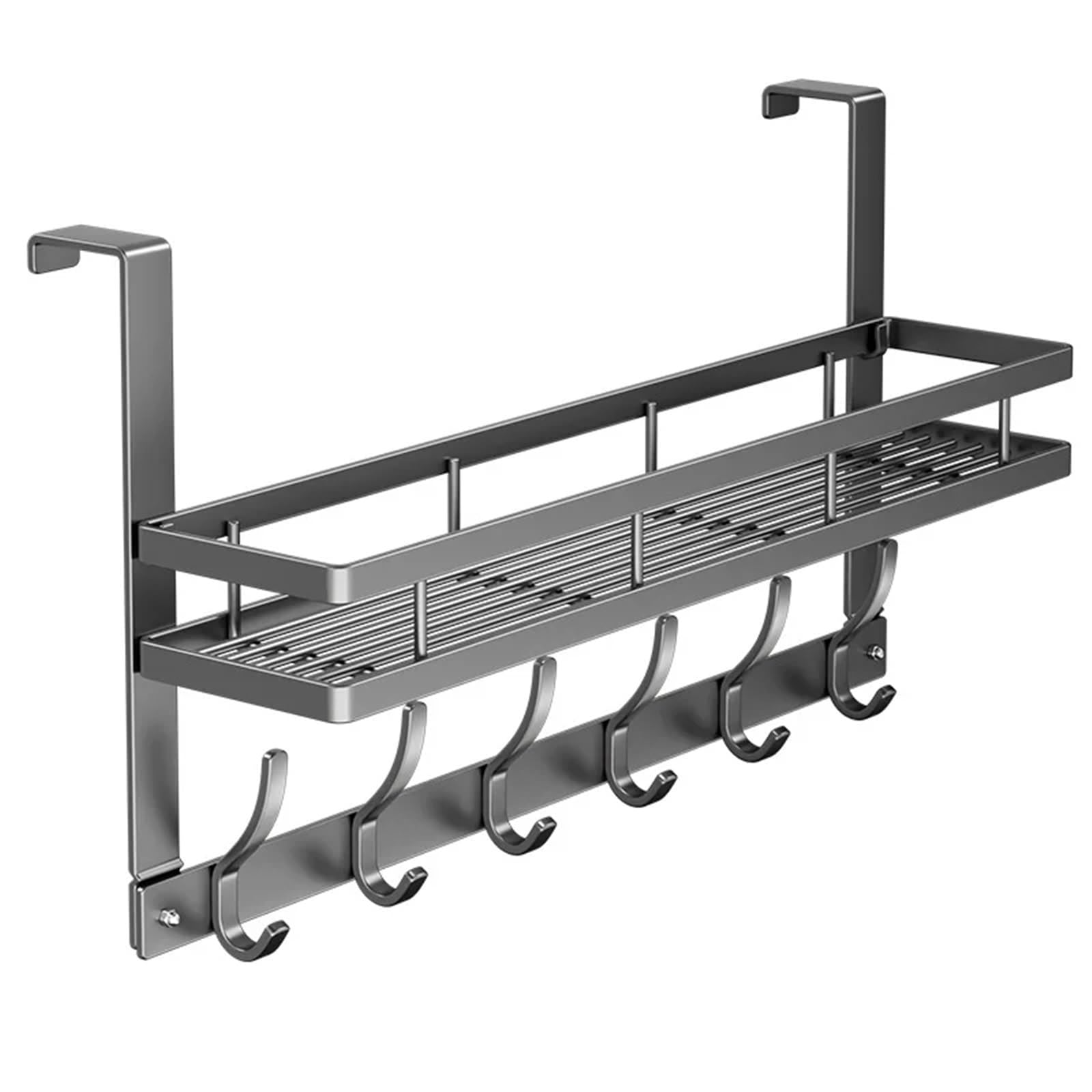 YILWPV 2pcs Over Door Hanger with 12 Hooks 1 Baskets for Hanging Coat Clothing Towel Organizer for Bathroom Closet