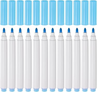 HARFINGTON 12pcs Disappearing Ink Fabric Marker Pen Erasable Ink Fabric Sewing Marking Pens Water Soluble Ink Tailors Pen Marking and Tracing Tools for Quilting, Dressmaking, Blue