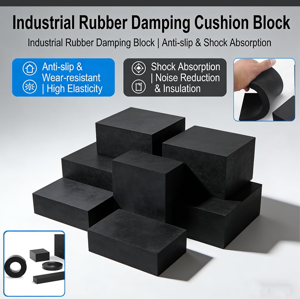 Quadrat Gummi Antivibrationspolster Harte Polster 200x200mm Dicke 30-60mm Gummiblock für Schwermaschinen, Industrielle Ausstattungen,200 * 200 * 50mm 1pc