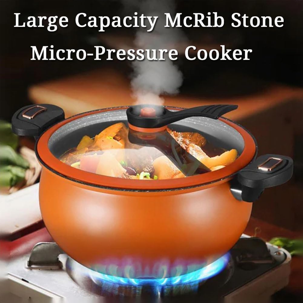 Multifunctional Large Capacity Non-stick Pressure Cooker, 8QT Micro Pressure Cooker with Anti-Scalding Handle & Visible Glass Cover, Family-Size Fast Cooking Pot for Family Meals Soups (Green)