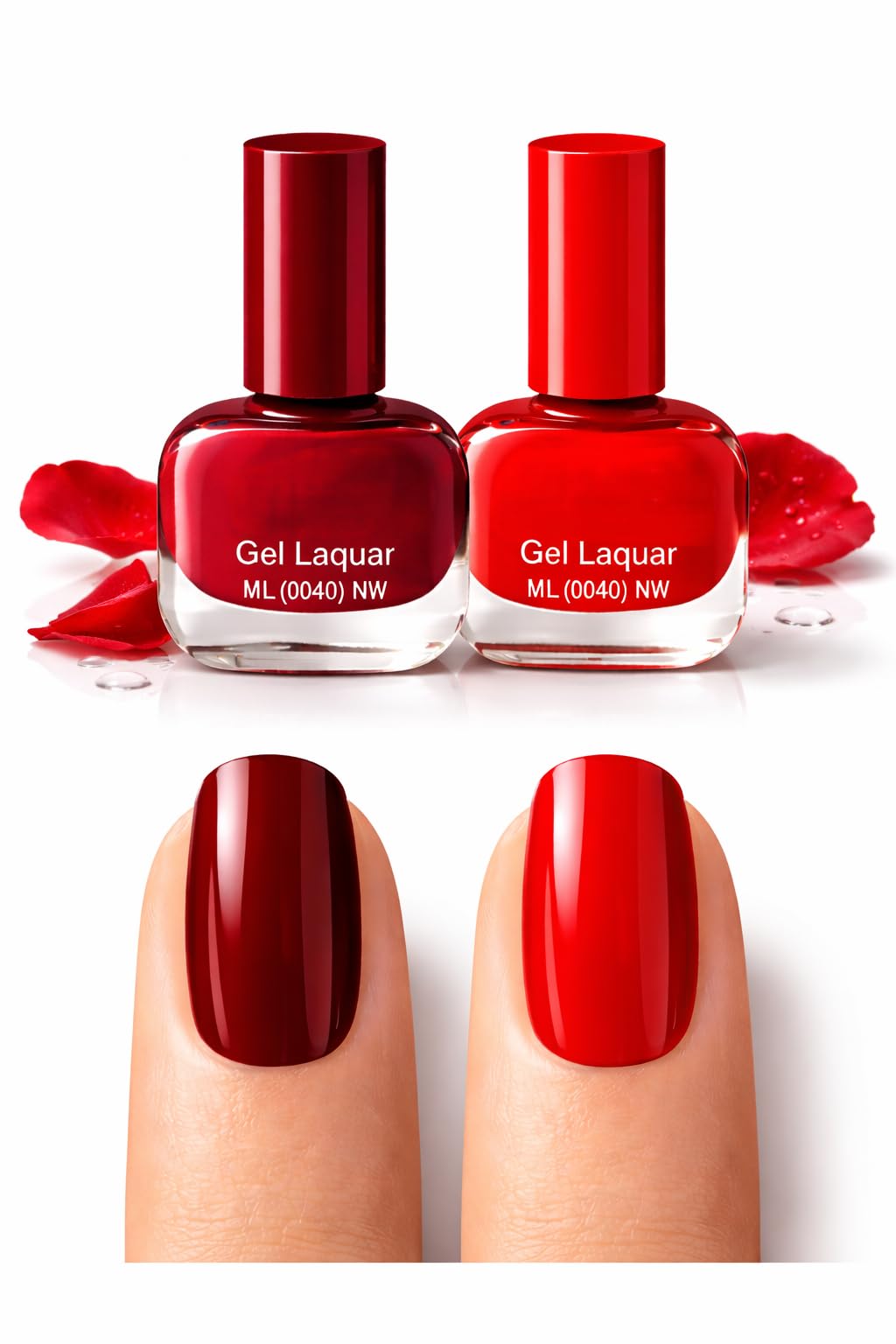 Gel Nail Paint Set of 2 for Women | Nail Polish Combo – Cherry Red & Classic Red | Glossy Gel Finish, Long Lasting Chip Free Nail Polish (6ml Each)-image-11