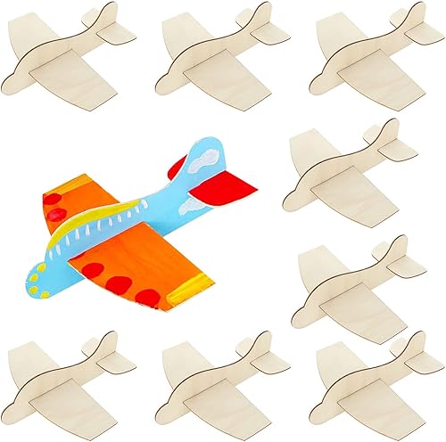 CertBuy Paquete de 20 aviones de madera para manualidades, avión de madera natural, aviones de madera de balsa, avión de artesanía para cumpleaños,