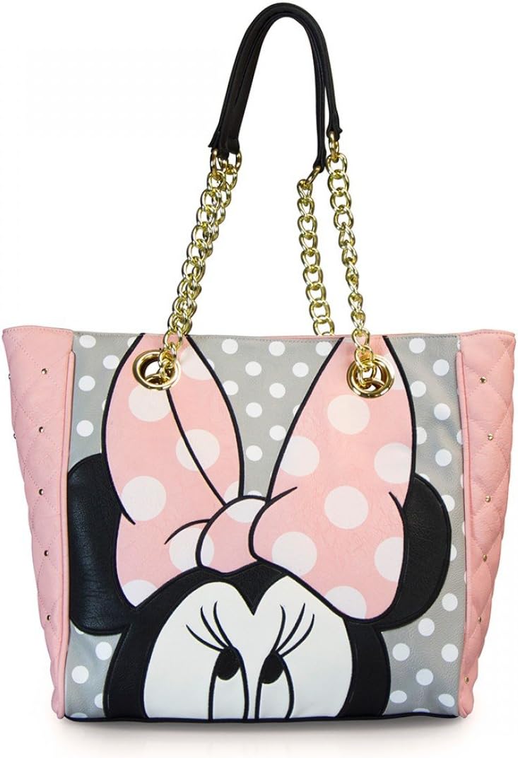 Minnie Mouse Pink and Grey Polka Dot Quilted Handbag Purse