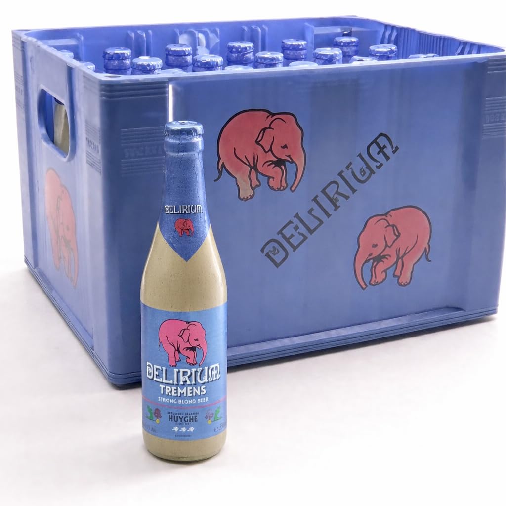 Delirium Tremens Belgisches Starkbier 24 Flaschen 0,33l 9% Vol. Premium Bierspezialität aus Belgien Porzellanflasche Craft Bier Geschenkset Belgische Braukunst
