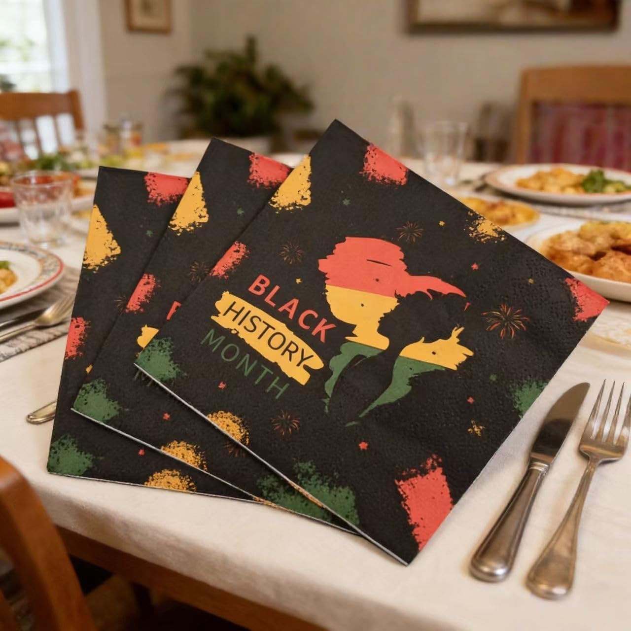 KYMY Black History Month Napkins, 96 Pcs African American February Holiday Disposable Paper Napkins, Black Pride Juneteenth BHM Party Favors for Heritage Home Dinner Table Decorations