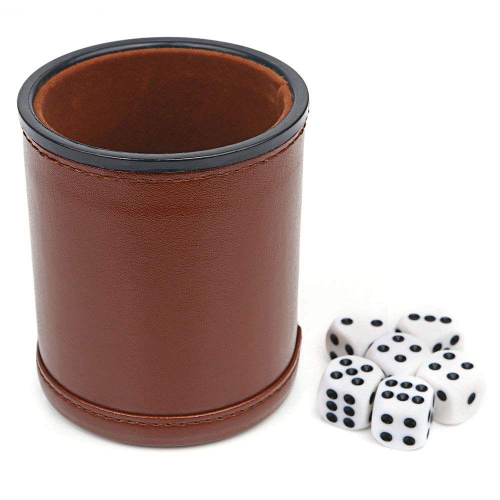 Vuwuma Delta-Shop Felt Lined Professional Dice Cup - with 6 Dice Quiet for Yahtzee Game1