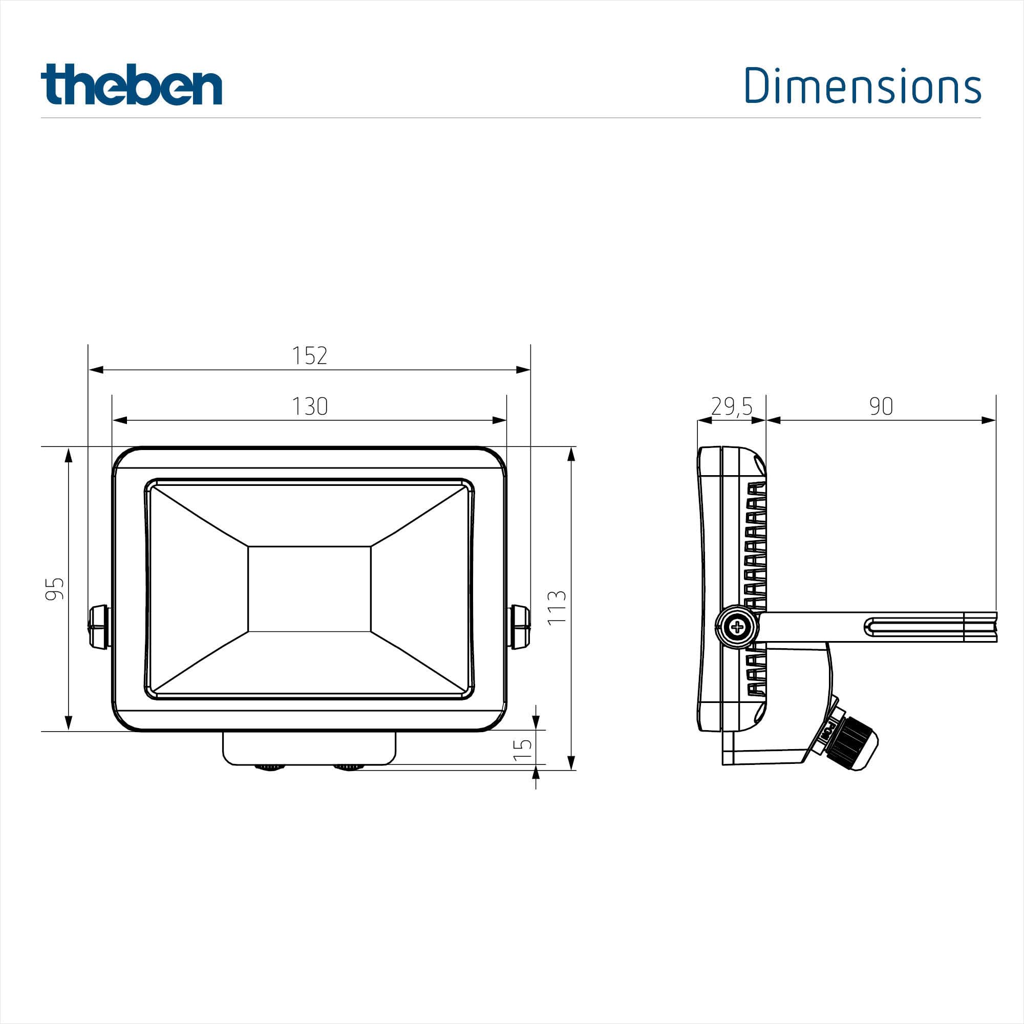 Theben 1020690 theLeda B10L W WH LED-Strahler 10 W 3000 K Wand/Decke außen | 1200 lm, IP 65, 360° drehbar, optional modular (Bewegungsmelder/Lichtsensor) erweiterbar, weiß, warmweiß