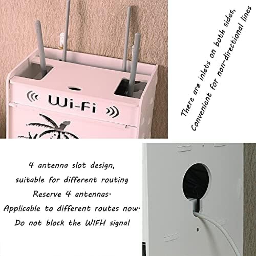 Scatola portaoggetti per router Supporto per router WiFi Supporto per mensola a muro galleggiante senza punzonatura Router WiFi Scatola per cavi regolabile per casa e ufficio