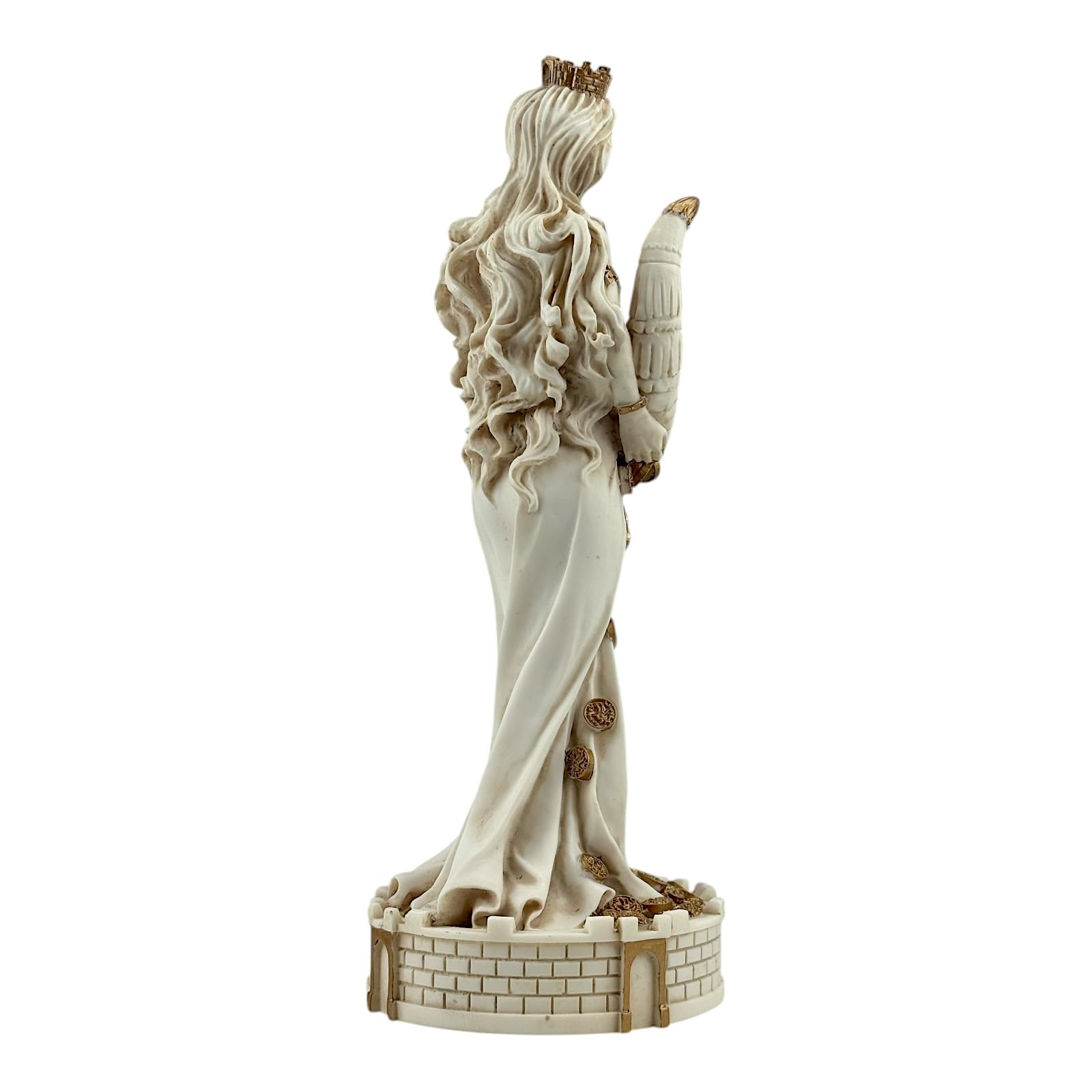 Tyche Fortuna statuetka - bogactwa i szczęścia, ręcznie wykonana rzeźba marmurowa na zamku, szare wykończenie, sztuka grecka, 39 cm